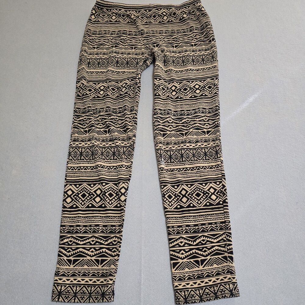 FOREVER 21 Women's Ankle Leggings Size Large Elastic Waist Stretch Black Tan